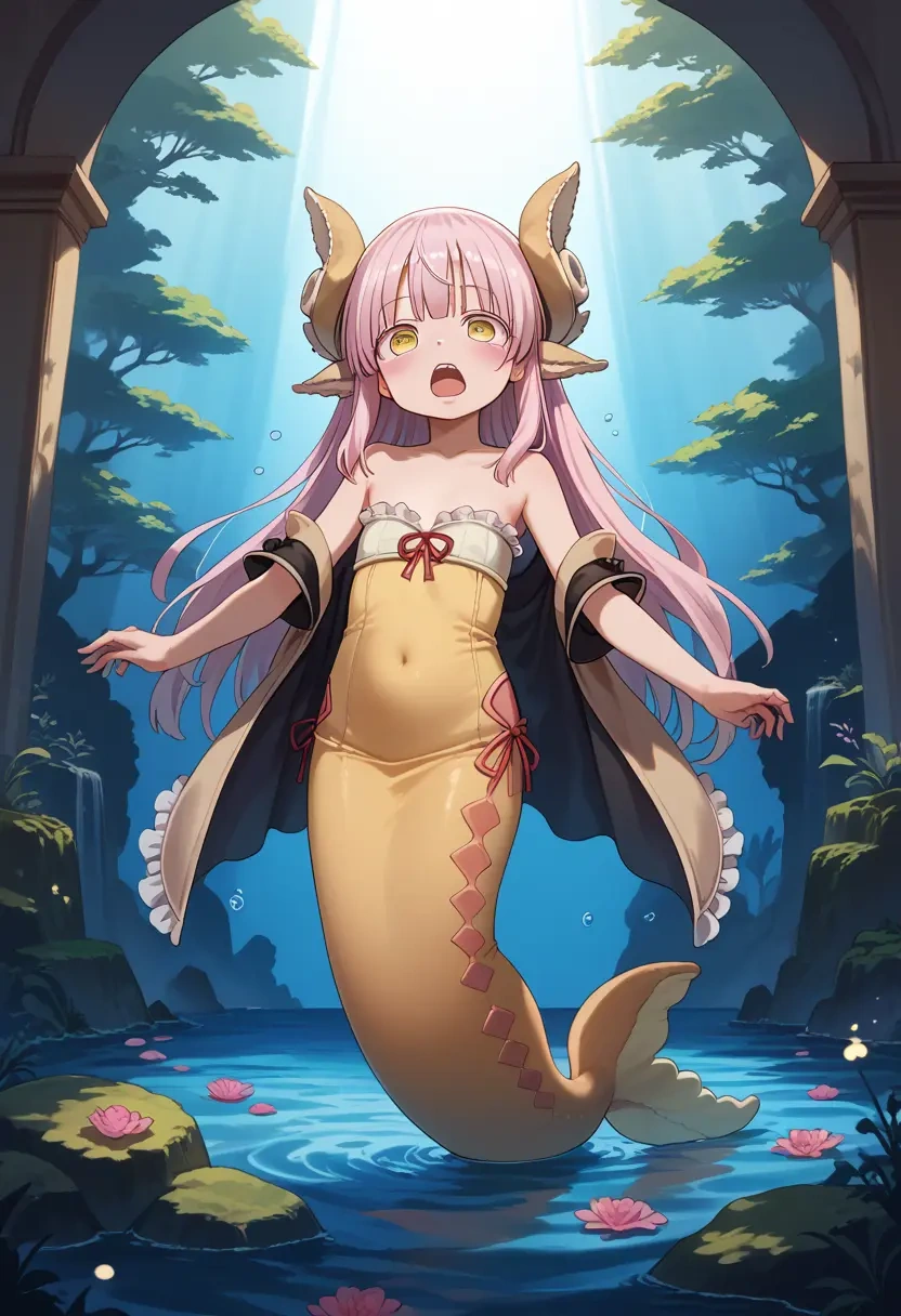 made_in_abyss,nanachi_(made_in_abyss),gown,strapless,mermaid silhouette  - 