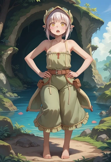 made_in_abyss,nanachi_(made_in_abyss),silk slip dress,polka dots  - AI generated anime art