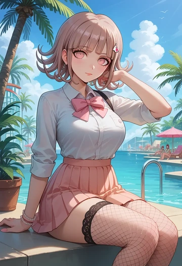 danganronpa_(series),nanami_chiaki,mini skirt, stockings  - AI generated anime art