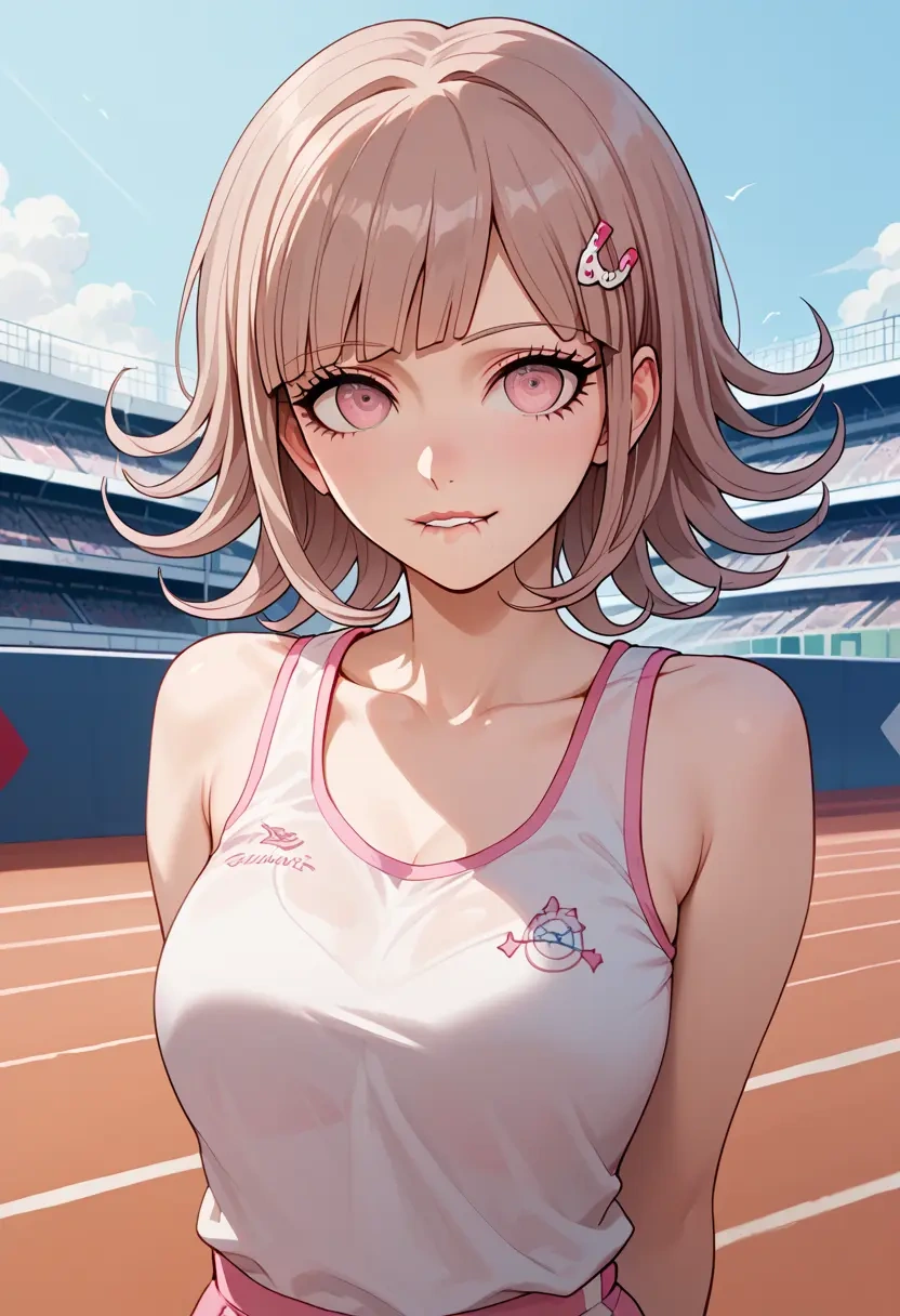 danganronpa_(series),nanami_chiaki,tank top,mesh,cycling shorts  - 