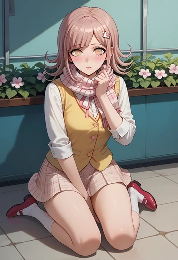 danganronpa_(series),nanami_chiaki,spring,student uniform,vest  - AI generated anime art