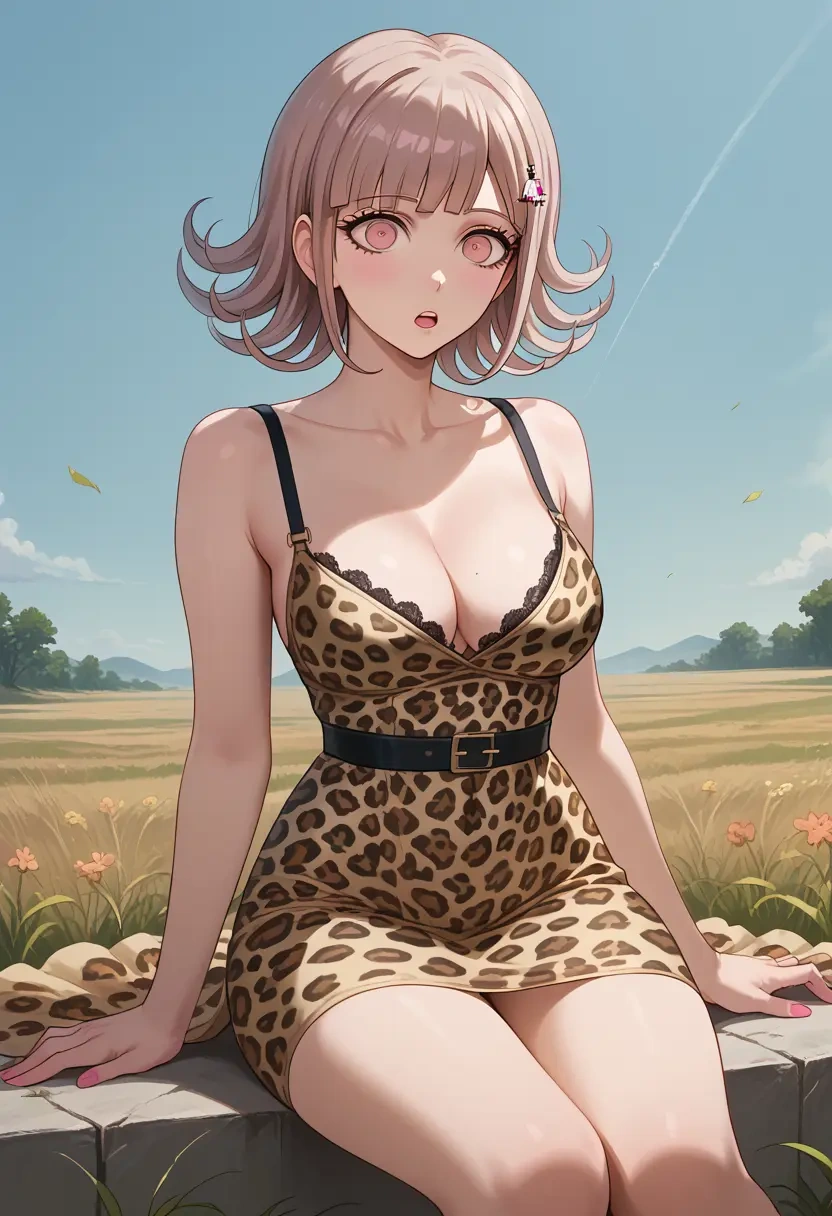 danganronpa_(series),nanami_chiaki,leopard print,silk slip dress  - 