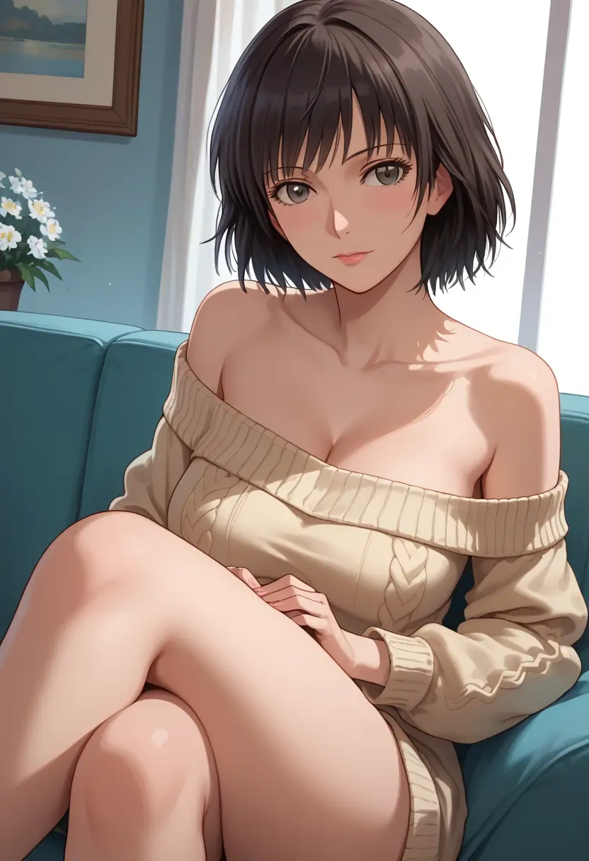 amagami,nanasaki_ai,off-shoulder,sweater  - 