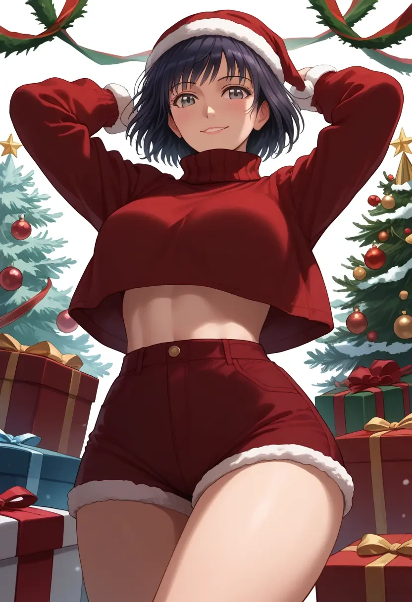 amagami,nanasaki_ai,Christmas,red velvet shorts,turtleneck sweater  - 