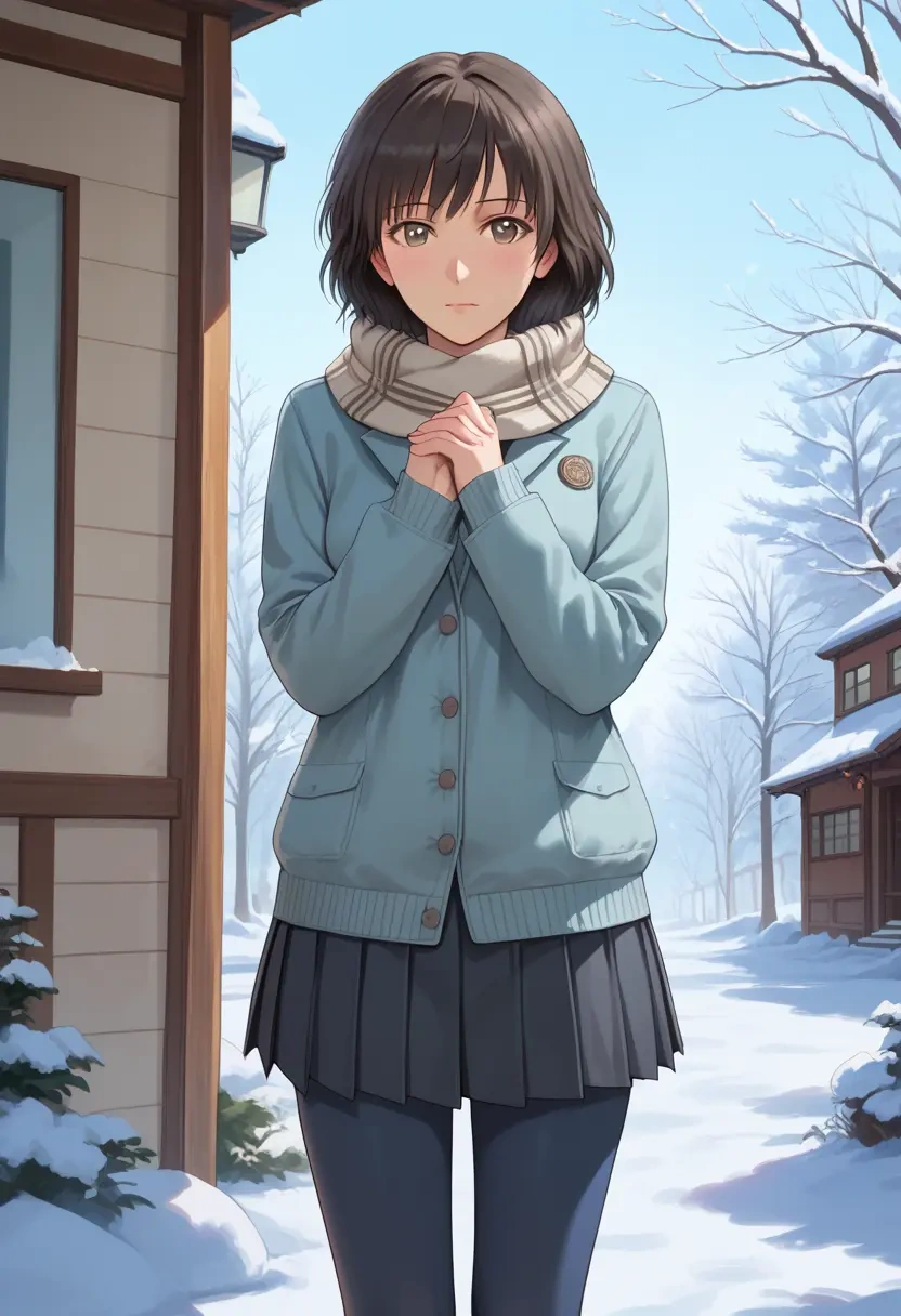 amagami,nanasaki_ai,winter,student uniform,puffer jacket  - 