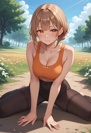 hololive,nanashi_mumei,leggings,yoga  - AI generated anime art