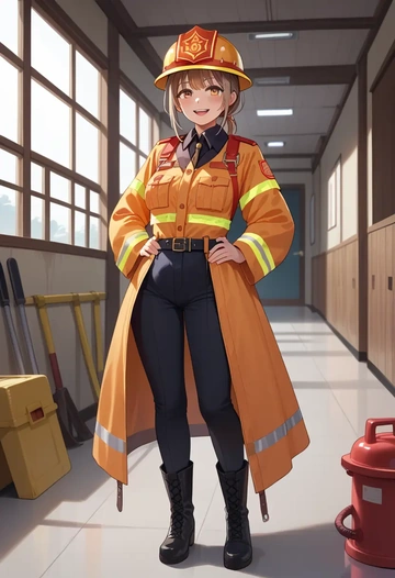 hololive,nanashi_mumei,firefighter  - AI generated anime art