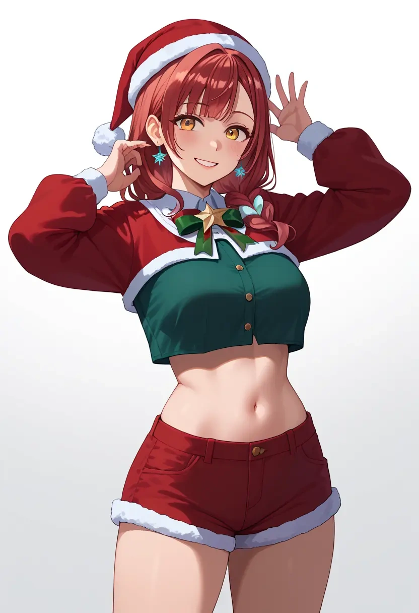 hololive,nanashi_mumei,Christmas,red velvet shorts  - 