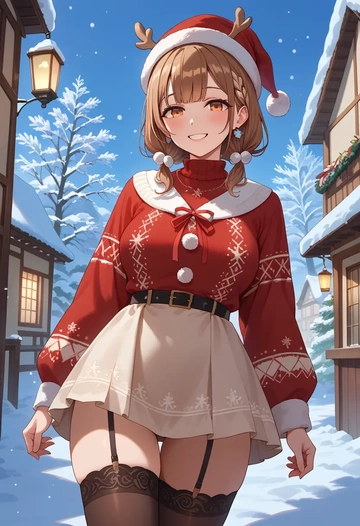 hololive,nanashi_mumei,sweater,stockings,Thigh garters  - AI generated anime art