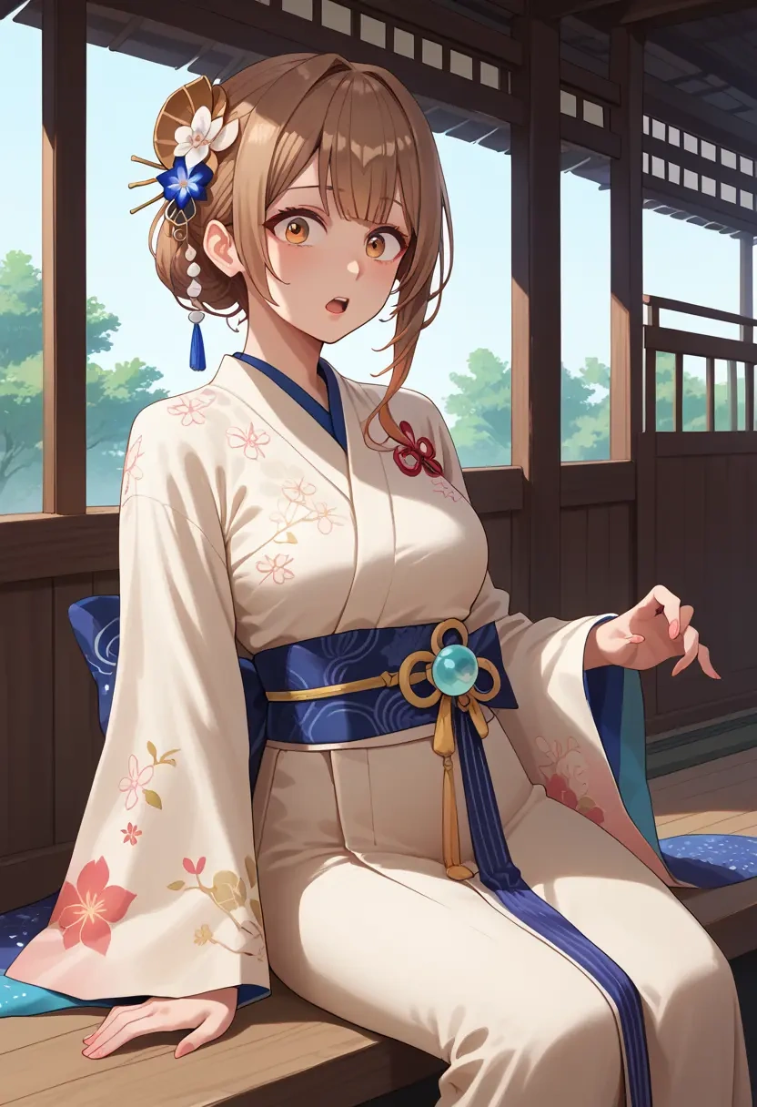 hololive,nanashi_mumei,kimono,silk,wide-leg trousers  - 