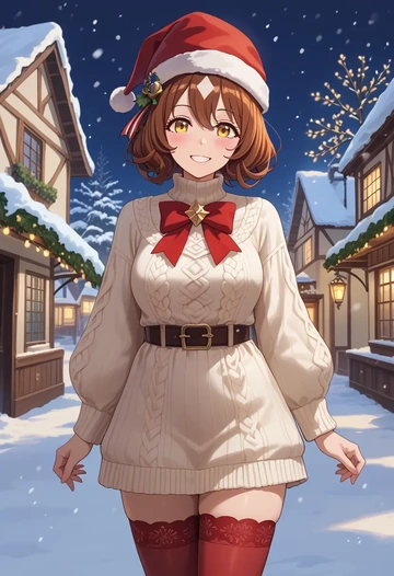 umamusume,narita_brian_(umamusume),Christmas,sweater dress,stockings  - AI generated anime art