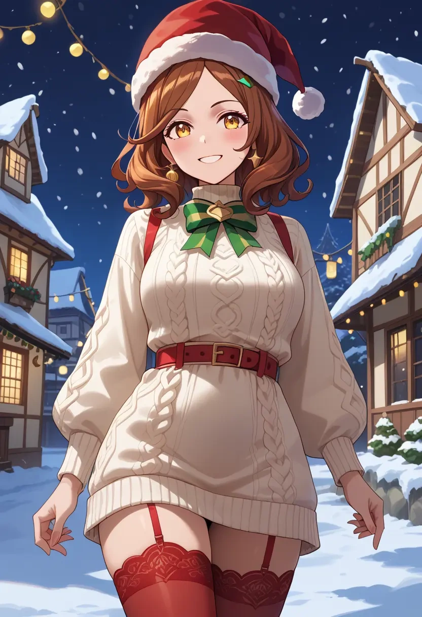 umamusume,narita_brian_(umamusume),Christmas,sweater dress,stockings  - 