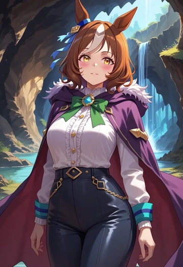 umamusume,narita_brian_(umamusume),cape,hooded,leather pants  - AI generated anime art