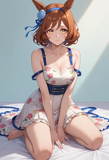 umamusume,narita_brian_(umamusume),silk slip dress,floral prints  - AI generated anime art