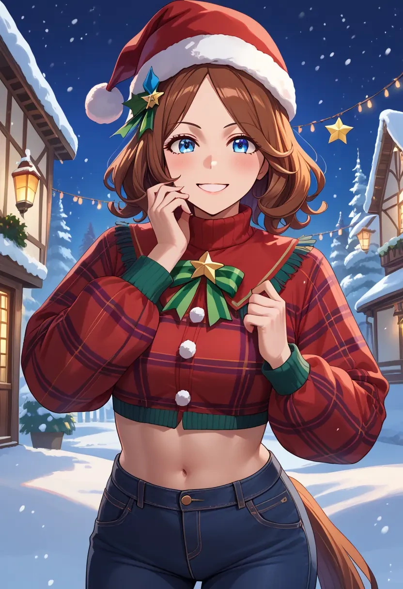 umamusume,narita_taishin_(umamusume),Christmas,plaid trousers  - 