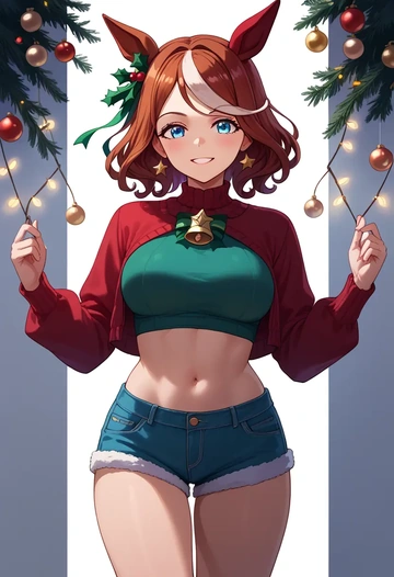 umamusume,narita_taishin_(umamusume),Christmas,red velvet shorts  - AI generated anime art