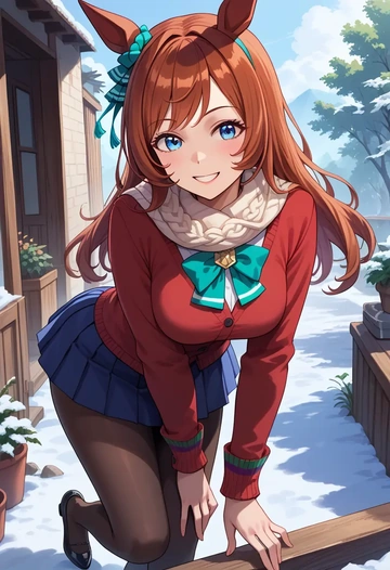 umamusume,narita_taishin_(umamusume),winter,student uniform,cardigan  - AI generated anime art