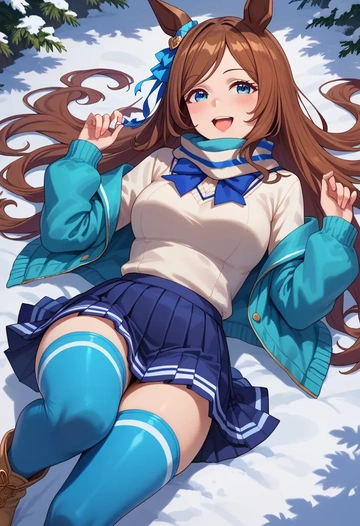 umamusume,narita_taishin_(umamusume),winter,student uniform,puffer jacket  - AI generated anime art