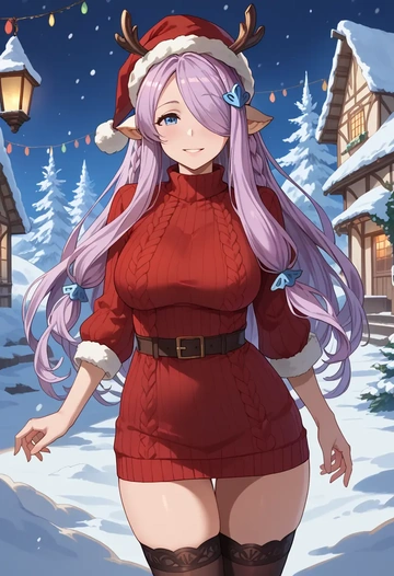 granblue_fantasy,narmaya_(granblue_fantasy),sweater,stockings,Thigh garters  - AI generated anime art