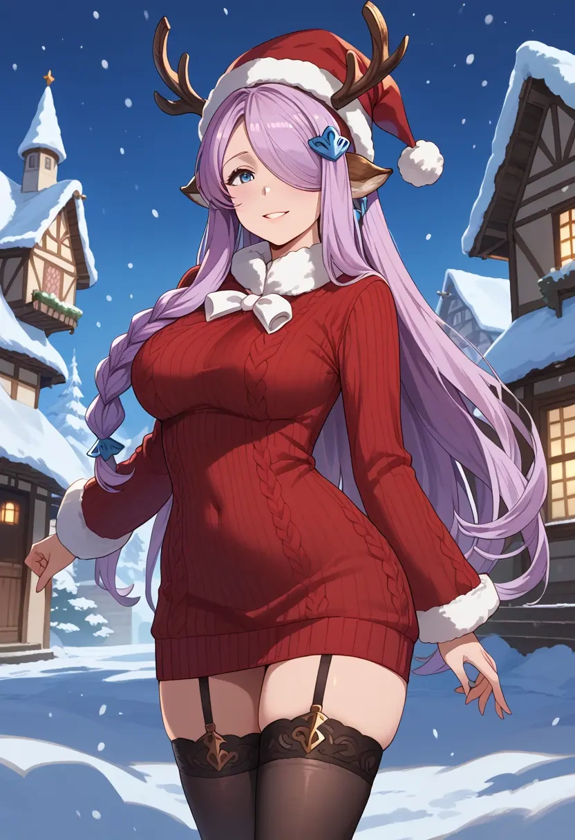 granblue_fantasy,narmaya_(granblue_fantasy),sweater,stockings,Thigh garters  - 