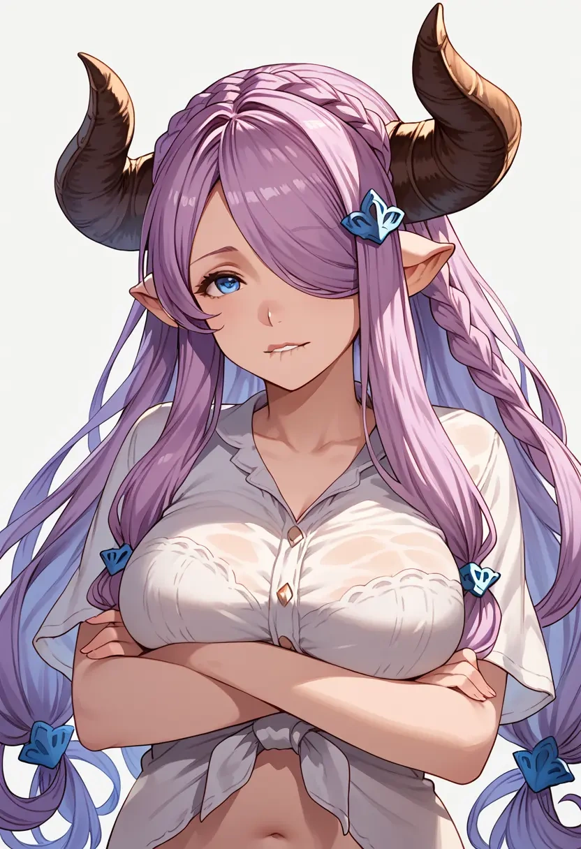 granblue_fantasy,narmaya_(granblue_fantasy),tie-dye shirt,dolphin shorts  - 