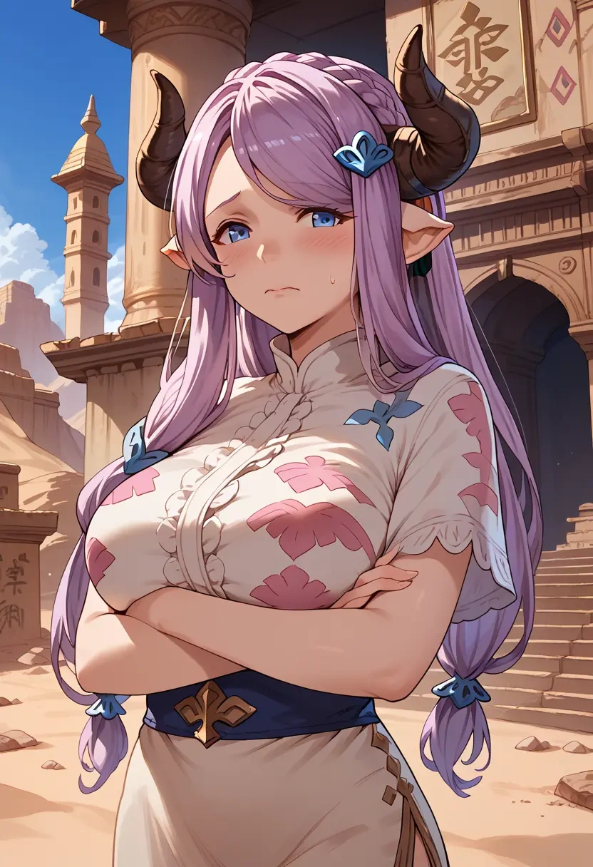 granblue_fantasy,narmaya_(granblue_fantasy),silk graffiti shirt,dolphin shorts  - 