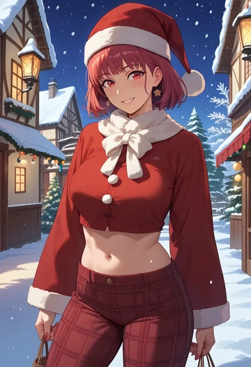 sana_channel,natori_sana,Christmas,plaid trousers  - AI generated anime art