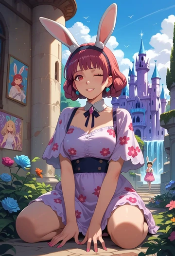 sana_channel,natori_sana,floral graffiti blouse,dolphin shorts  - AI generated anime art