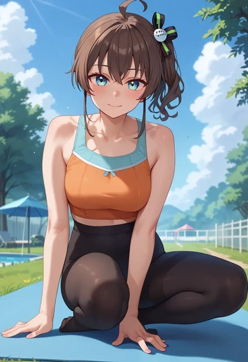 hololive,natsuiro_matsuri,leggings,yoga  - AI generated anime art