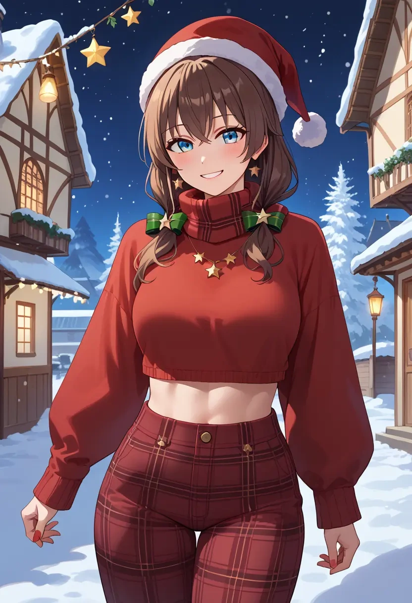 hololive,natsuiro_matsuri,Christmas,plaid trousers  - 