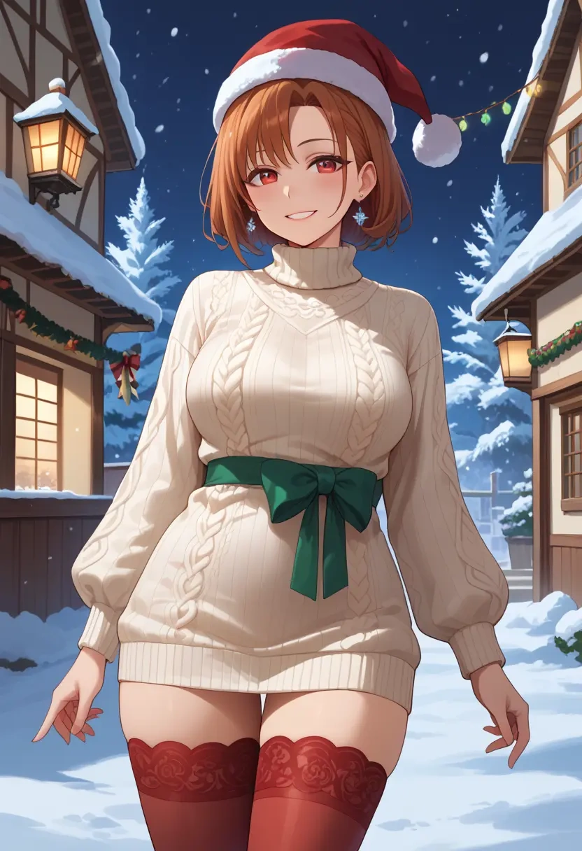 little_busters,natsume_rin,Christmas,sweater dress,stockings  - 