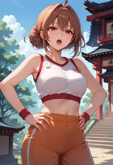 little_busters,natsume_rin,sports crop,high-waisted shorts  - AI generated anime art