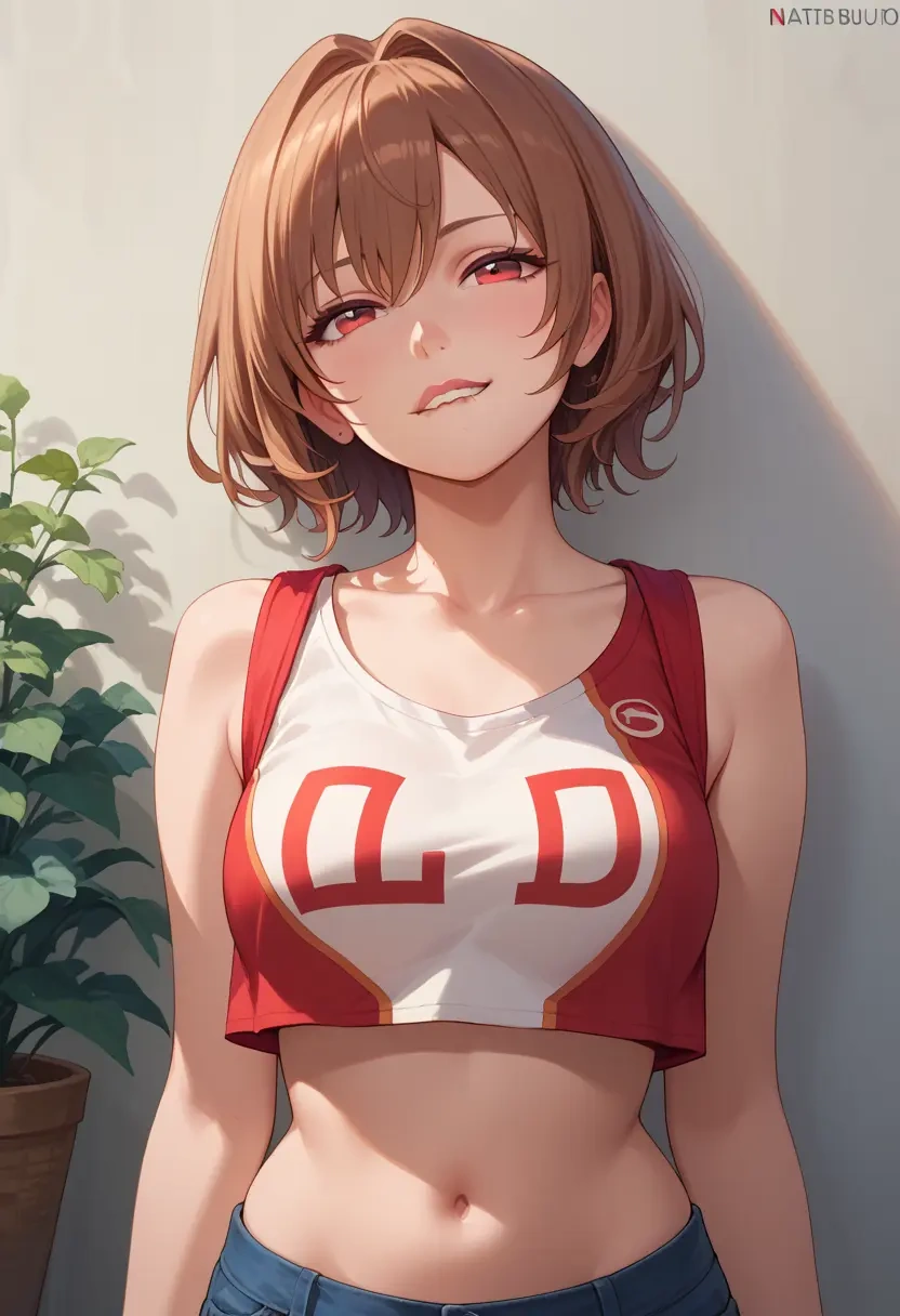 little_busters,natsume_rin,crop top,athletic shorts  - 