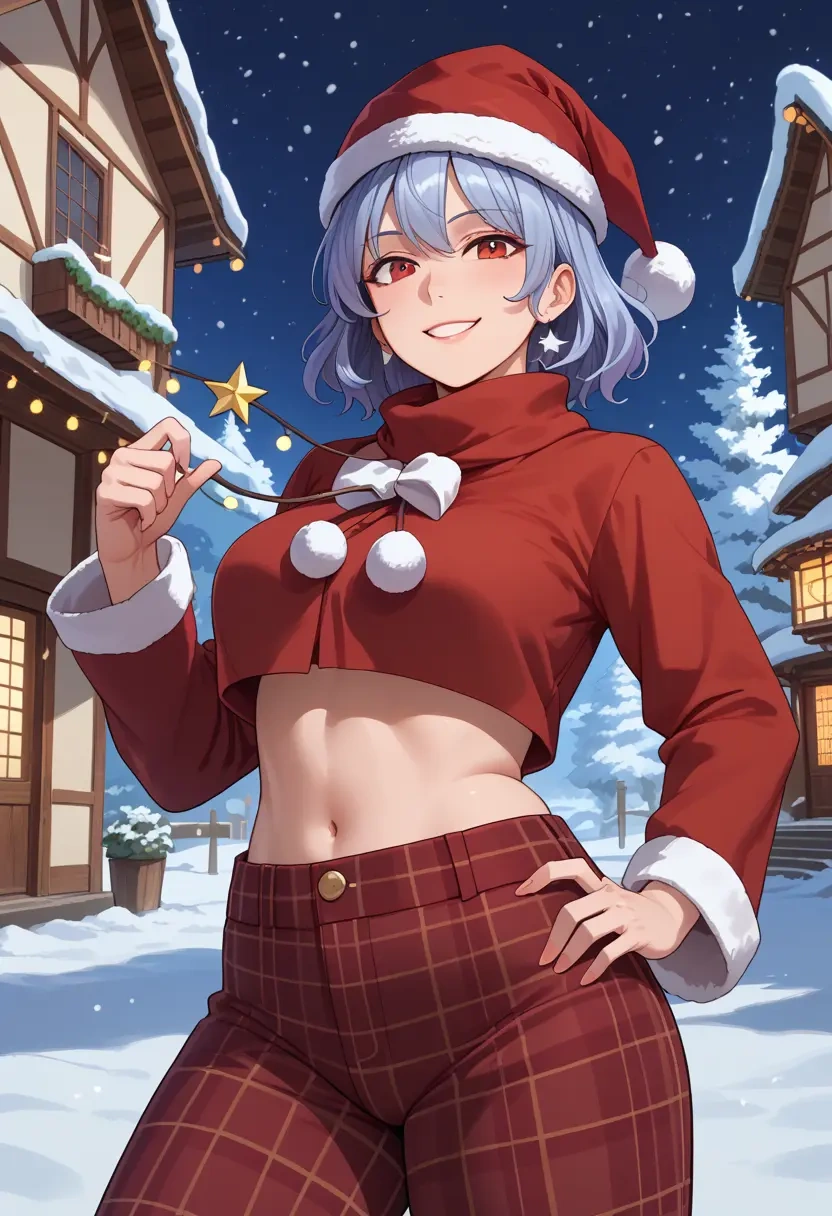 touhou,nazrin,Christmas,plaid trousers  - 