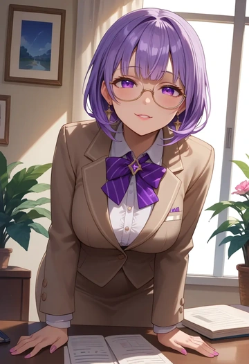 hololive,nekomata_okayu,OL, glasses,  - AI generated anime art