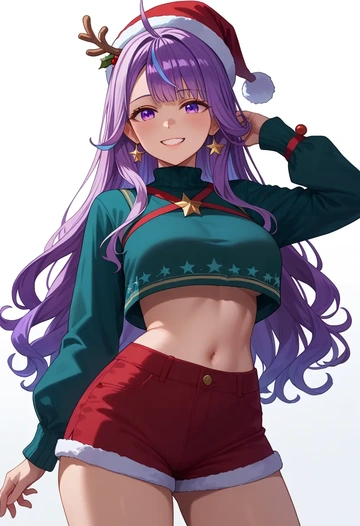 hololive,nekomata_okayu,Christmas,red velvet shorts  - AI generated anime art