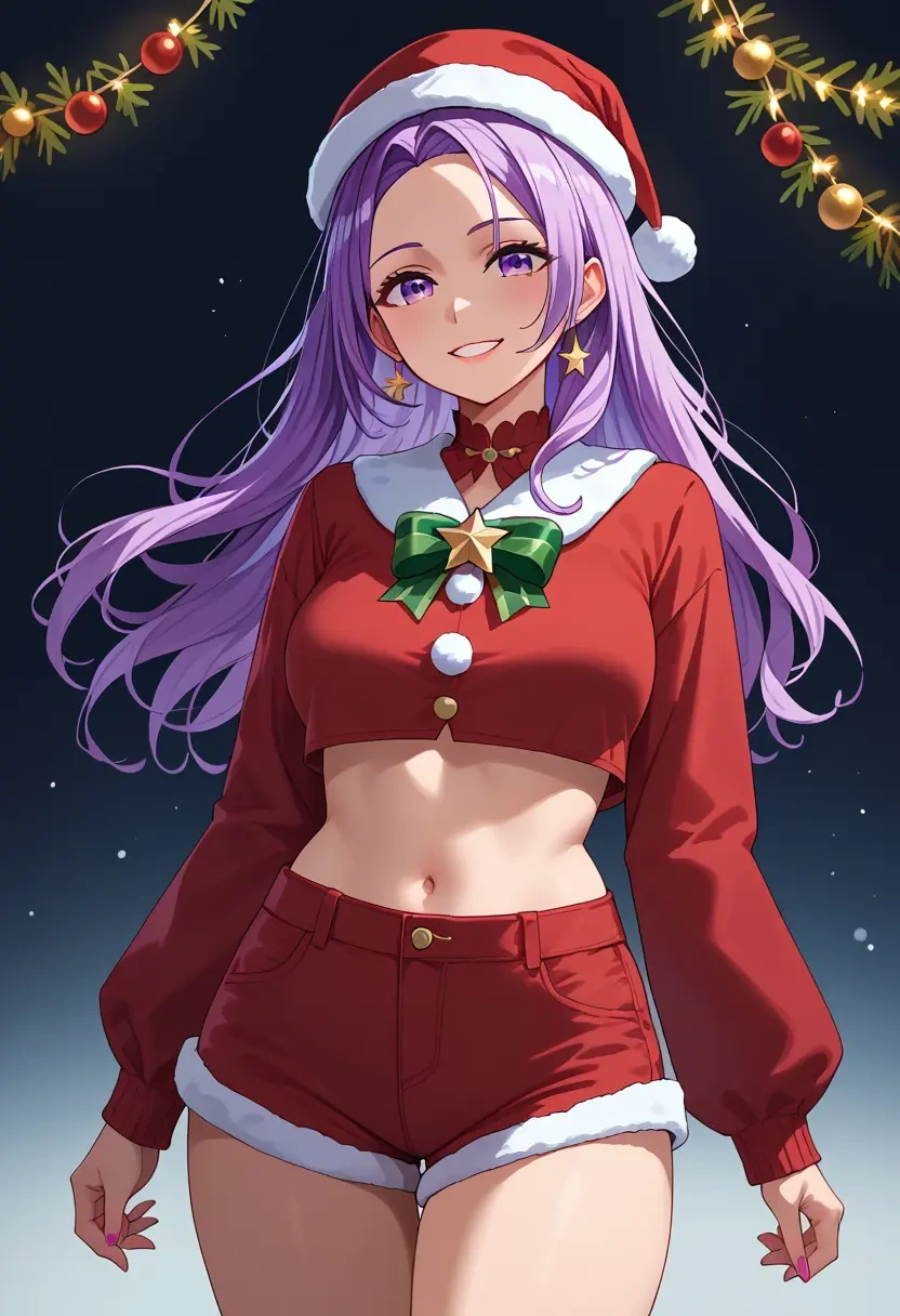 hololive,nekomata_okayu,Christmas,red velvet shorts  - 