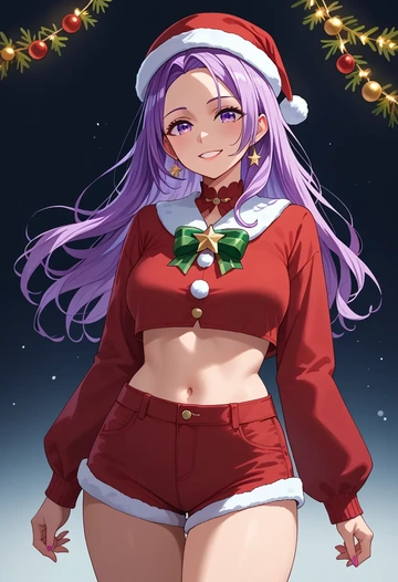 hololive,nekomata_okayu,Christmas,red velvet shorts  - AI generated anime art