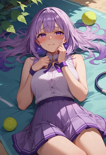 hololive,nekomata_okayu,tennis dress,visor,trainers  - AI generated anime art