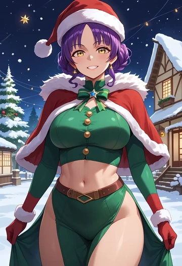 gegege_no_kitarou,nekomusume,Christmas,dress  - AI generated anime art