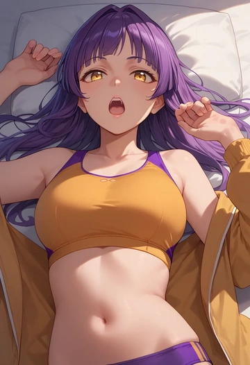 gegege_no_kitarou,nekomusume,sports bra,wide-leg joggers  - AI generated anime art