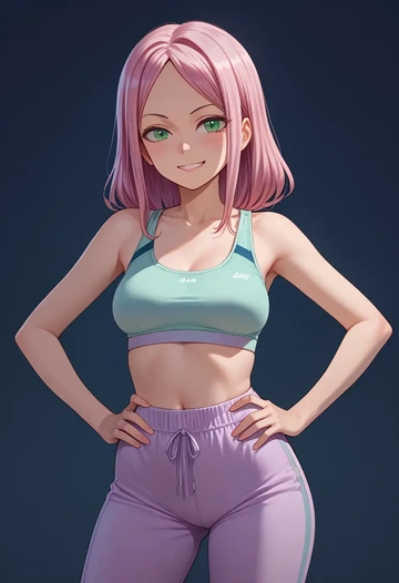 watashi_ga_motenai_no_wa_dou_kangaetemo_omaera_ga_warui,nemoto_hina,sports bra,wide-leg joggers  - AI generated anime art