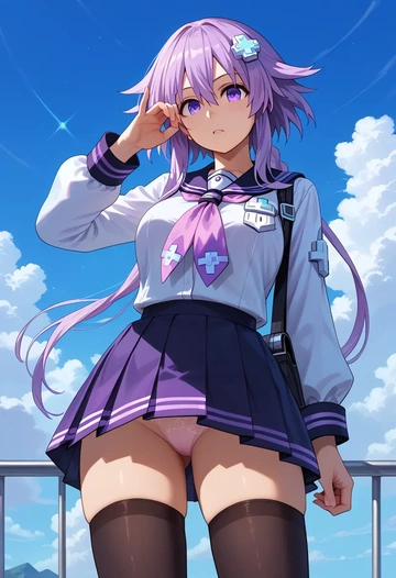 neptune_(series),nepgear,jk uniform, stockings  - AI generated anime art