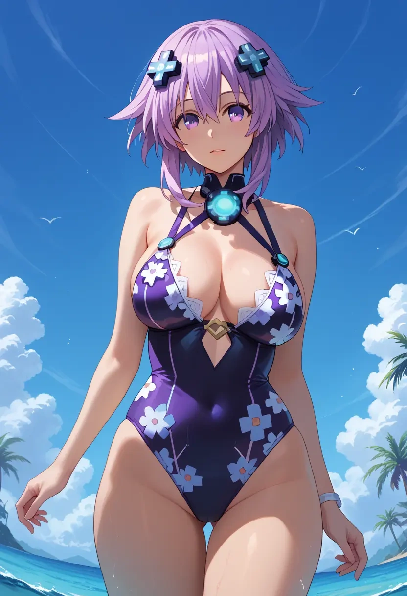 neptune_(series),nepgear,swimsuit,floral print  - 