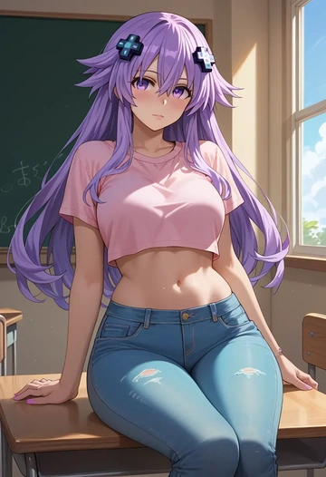 neptune_(series),nepgear,crop top  - AI generated anime art