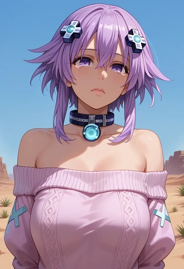 neptune_(series),nepgear,sweater,off-shoulder,collar  - AI generated anime art