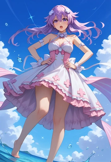 neptune_(series),nepgear,silk slip dress  - AI generated anime art