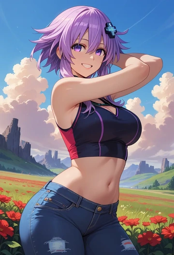 neptune_(series),nepgear,crop top  - AI generated anime art