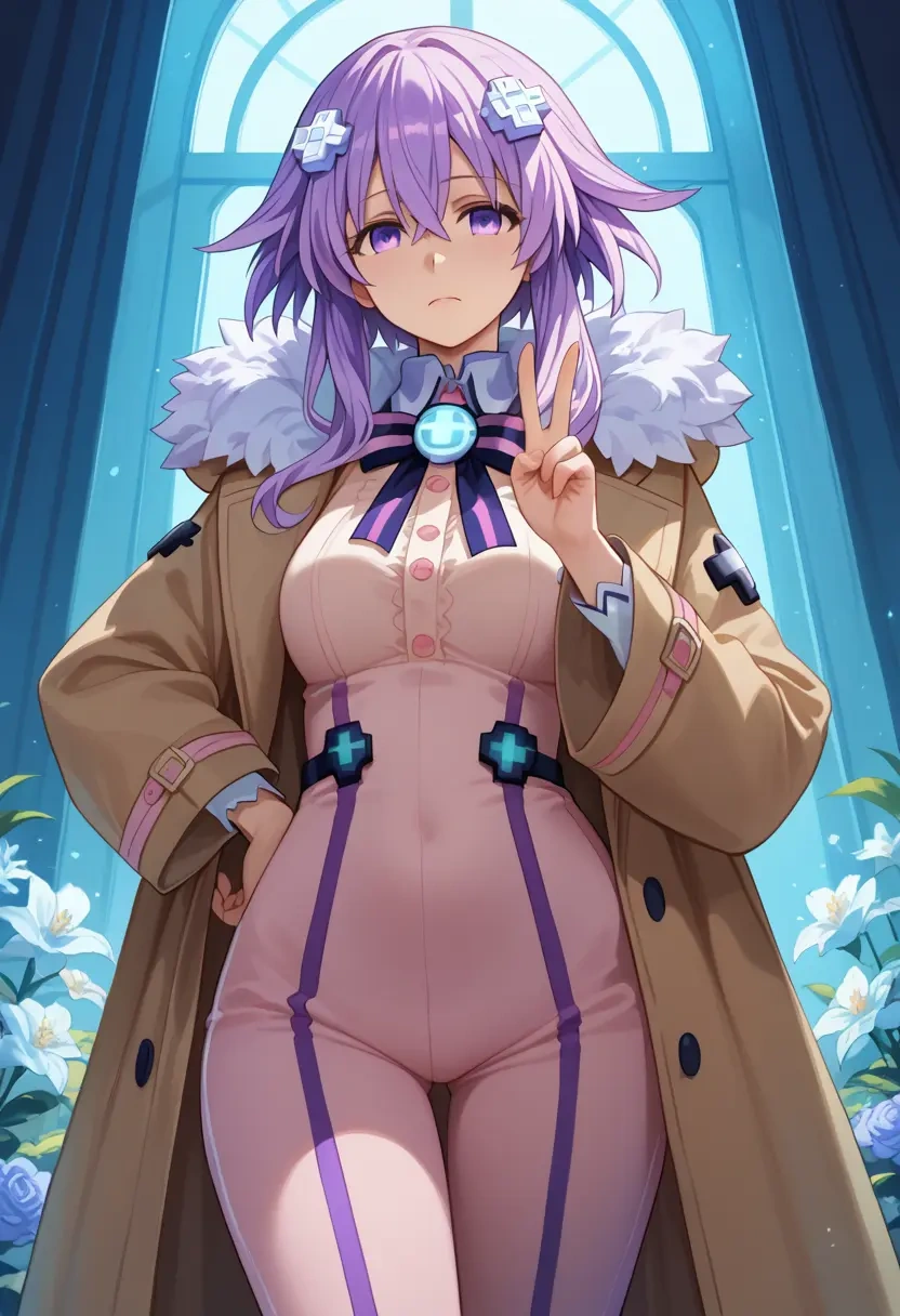 neptune_(series),nepgear,coat,fur-collar,tailored trousers  - 