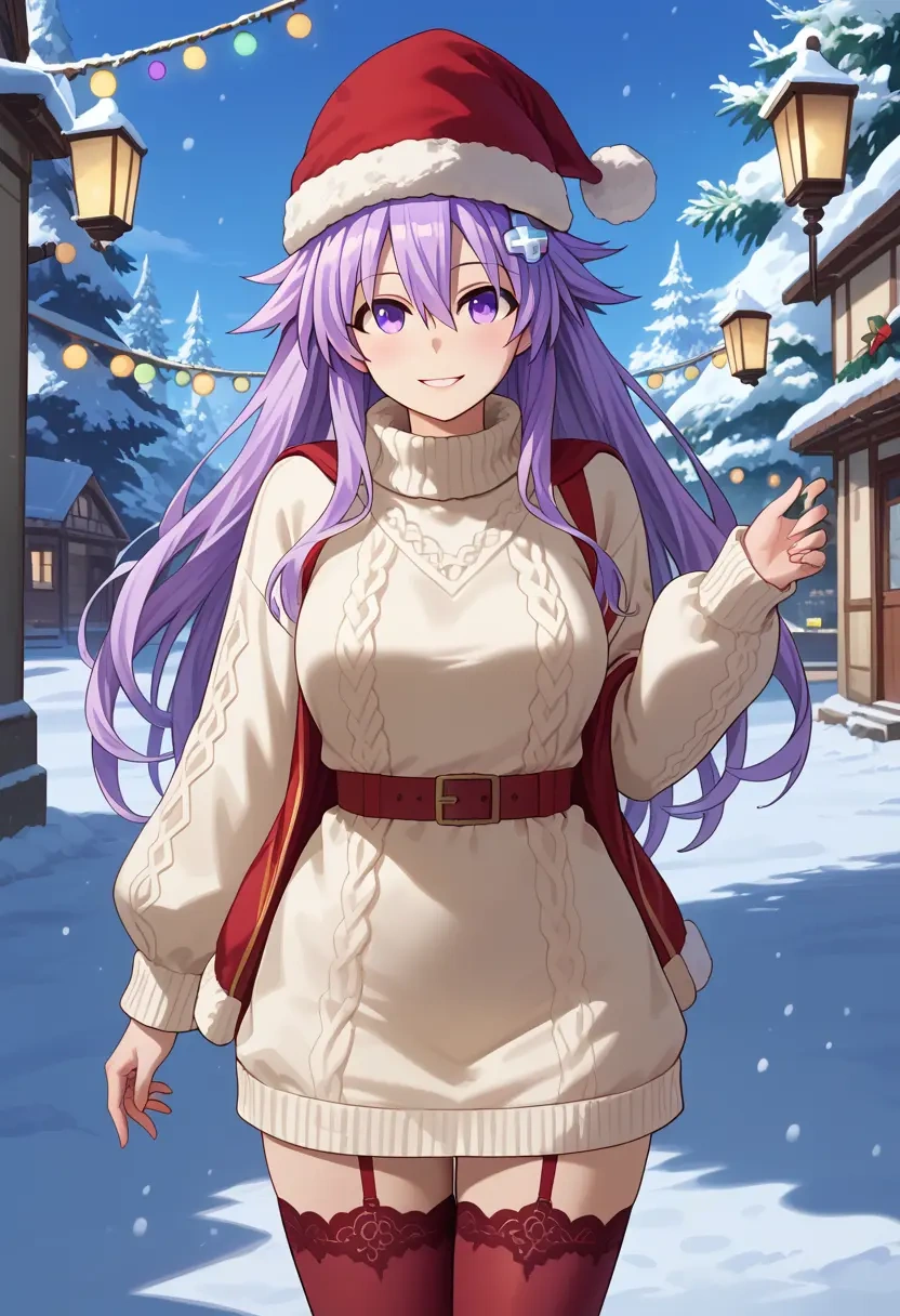 neptune_(series),neptune_(neptunia),Christmas,sweater dress,stockings  - 